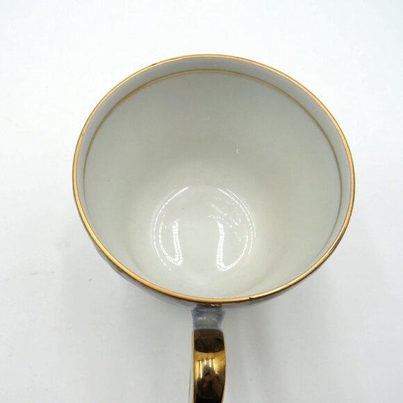Vintage Vienna State Opera Cup Saucer Set Gold Trim Floral Design Plastic Stand - Picture 11 of 16
